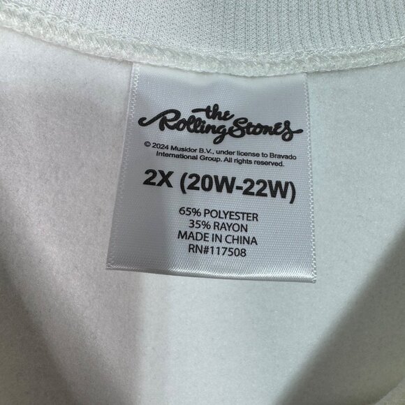 The Rolling Stones Womens Plus Size 2X White Graphic Sweatshirt Long Sleeve Top - Picture 3 of 6